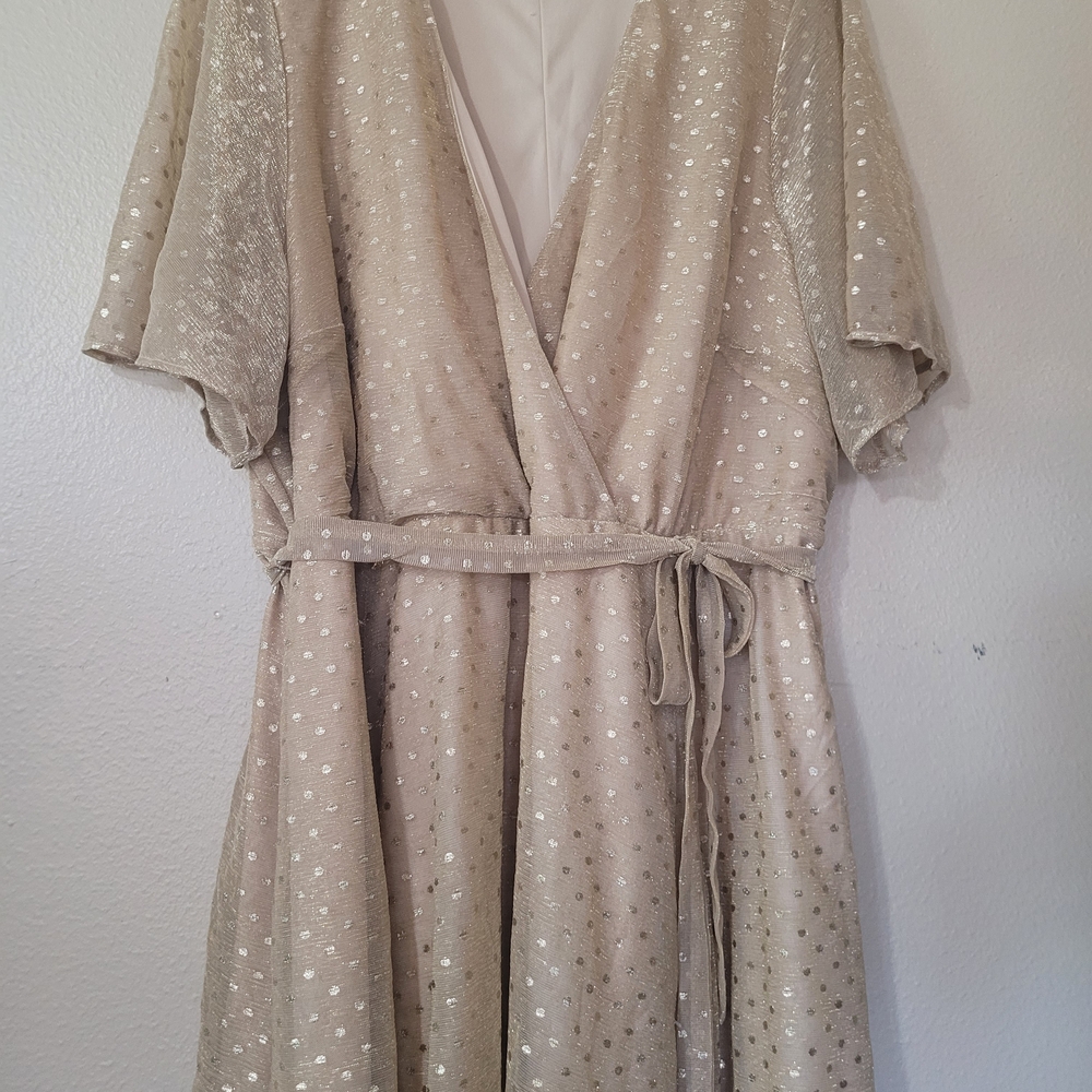 Torrid Cream Tan Flutter Sleeve Mini Dress